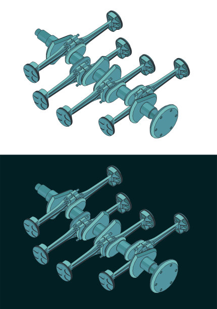 水平对置发动机的曲轴和活塞图片下载