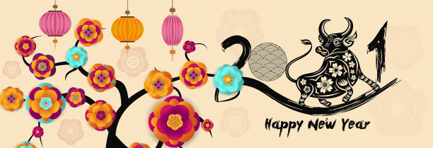 中国新年2021年牛年红纸图片下载