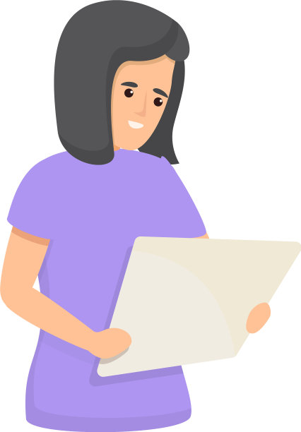 女人与文件图标卡通风格图片下载