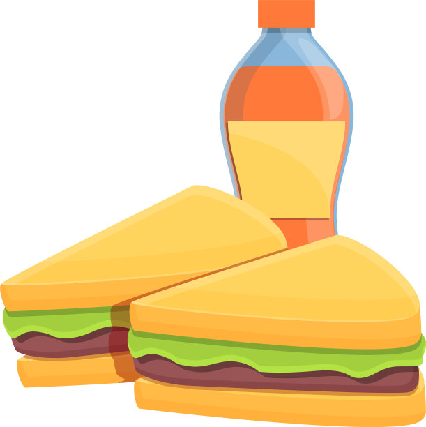 午餐三明治图标卡通风格图片下载