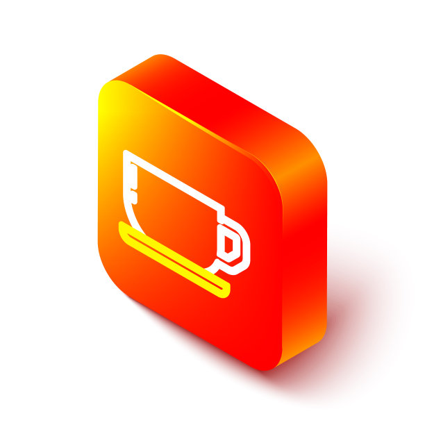 等距线咖啡杯图标孤立在白色图片下载