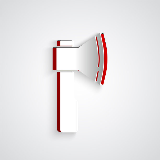 剪纸木斧图标孤立在灰色图片下载