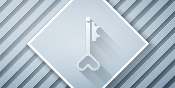 纸切割键心形图标孤立在灰色图片下载