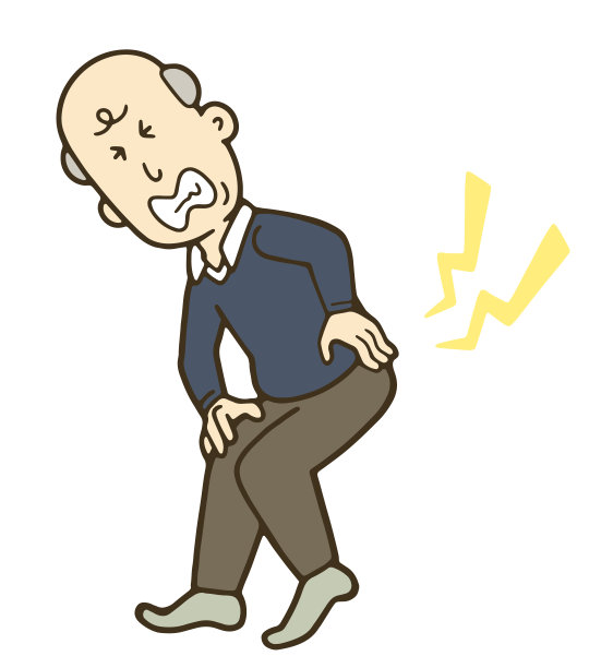 一位背部受伤的老人的插图。图片下载