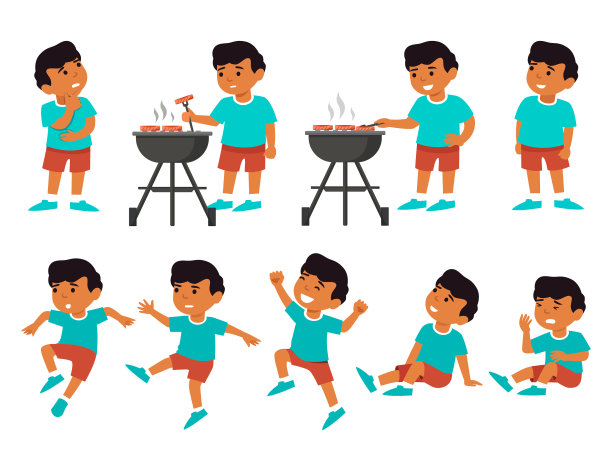 小男孩角色设置跳跃和乐趣图片下载