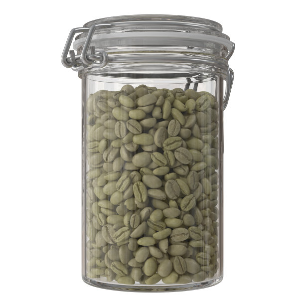 玻璃罐里的绿咖啡豆图片下载