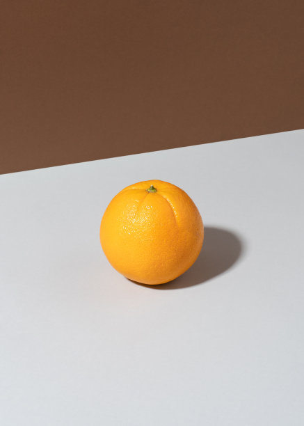 简约复古风格的夏季概念与橙色对二重色调的棕色背景。图片下载