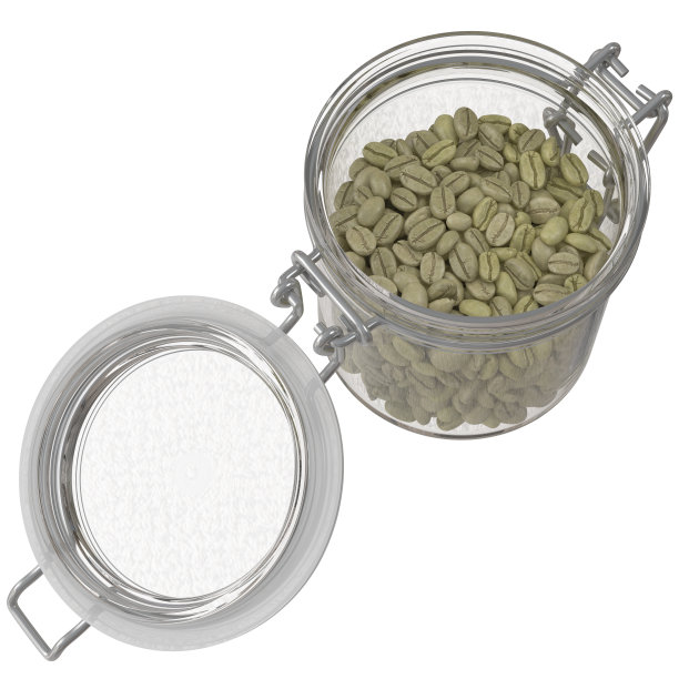 玻璃罐里的绿咖啡豆图片下载