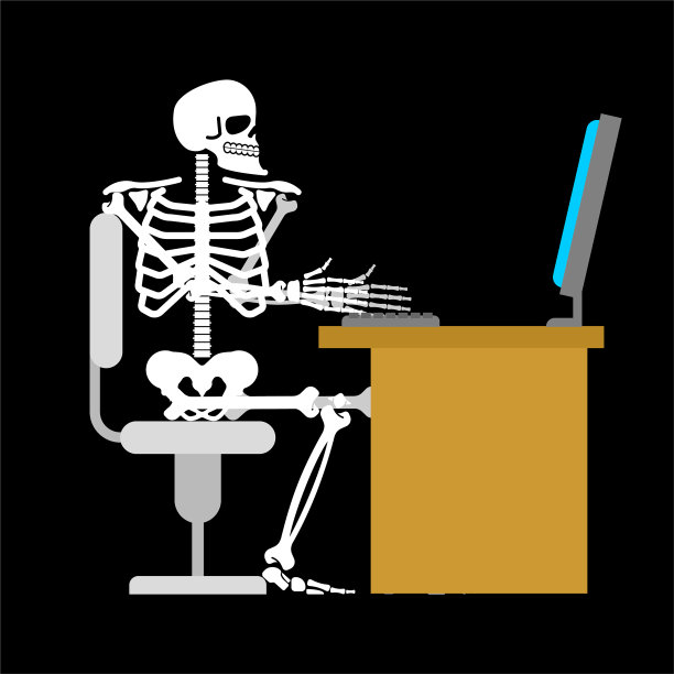 骷髅在电脑死人和个人电脑上工作图片下载