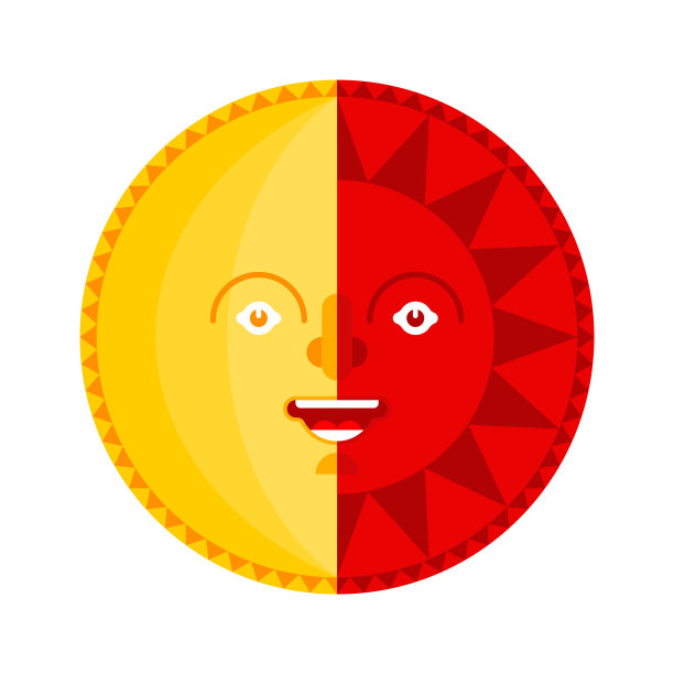 日月脸民间符号孤立图片下载