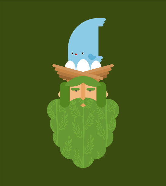 木地精，头上有鸟，老人精神图片下载