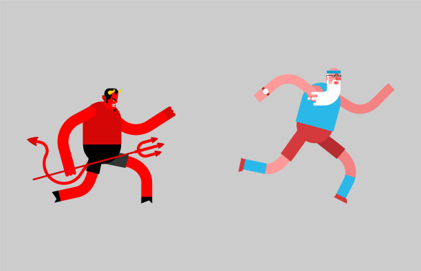 祖父逃离恶魔撒旦正在逃跑图片下载