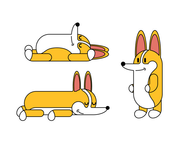 柯基设置卡通小狗可爱的宠物图片下载