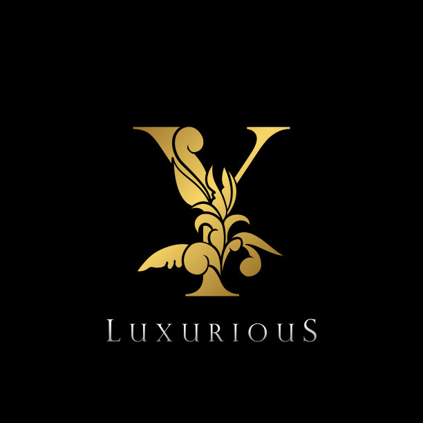 黄金字母y豪华标志图标复古设计图片下载