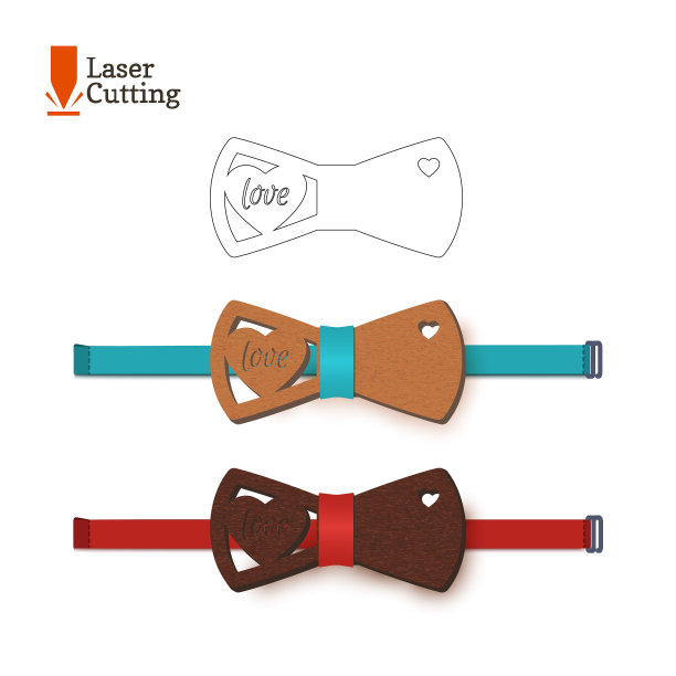 激光切割蝴蝶结模板与心图片下载