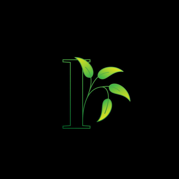 绿色自然叶字母I初始标志图标图片下载