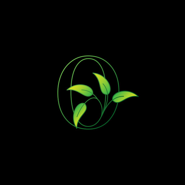 绿色自然叶字母o初始标志图标图片下载