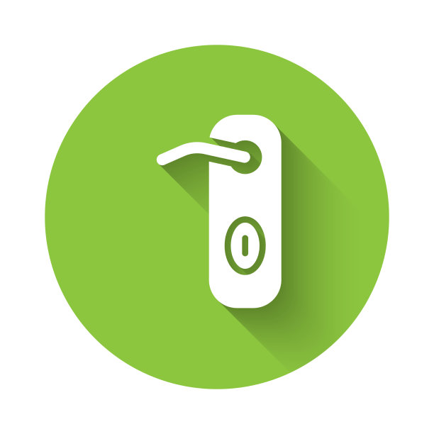 白色门把手图标与长影子隔离图片下载