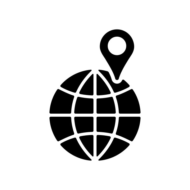 带有图钉的地球矢量字形图标，导航标志图片下载