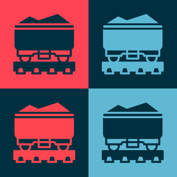 波普艺术的煤炭火车车厢图标孤立的颜色图片下载