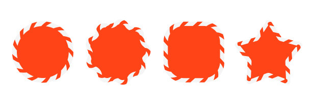 一套红星和太阳形状的路障销售贴纸。促销屏障胶带标签图片下载