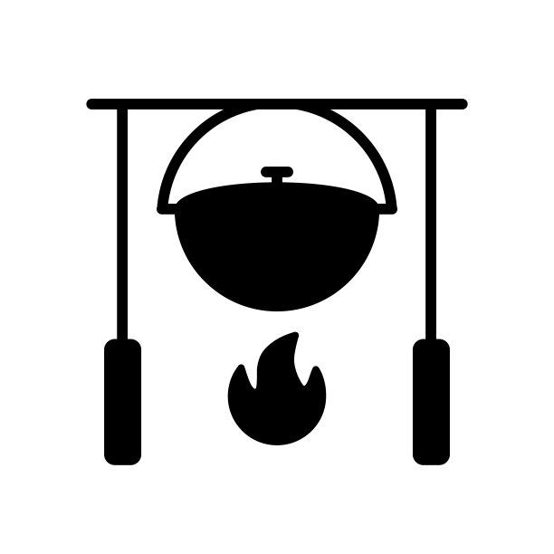 露营锅在篝火矢量字形图标图片下载