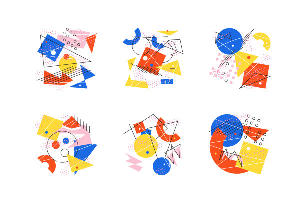 有趣的手绘抽象几何图片拼贴画图片下载