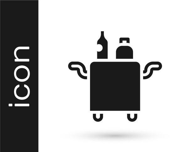 黑色手推车食品和饮料图标隔离图片下载