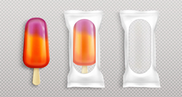 水果冰棒白色包装，透明窗口图片下载