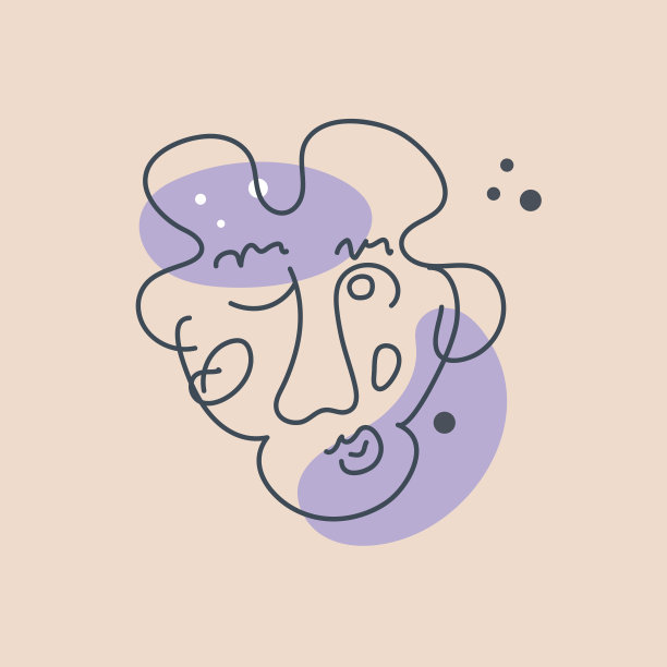 滑稽的眨眼男人的脸用线条和柔和的颜色画的图片下载