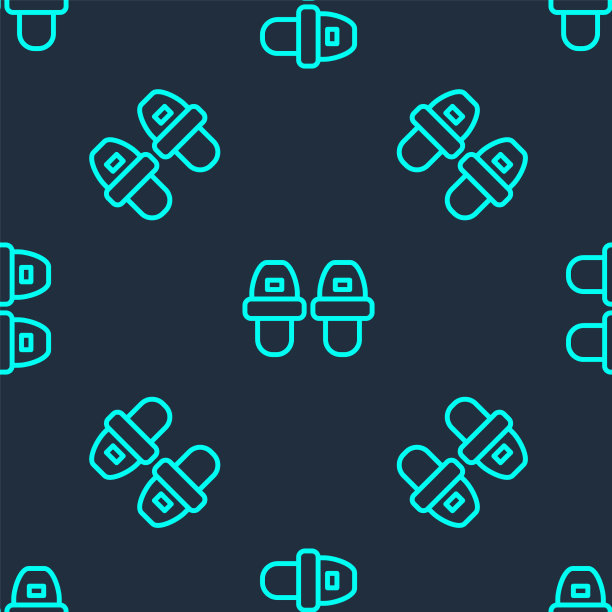 绿线酒店拖鞋图标隔离无缝图片下载