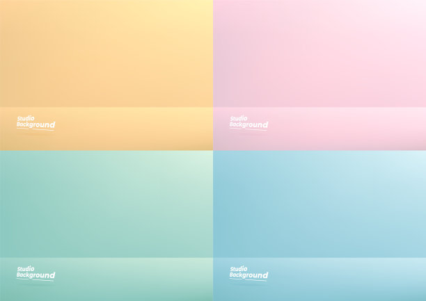 一套工作室房间粉彩背景用于展示您的产品。黄色，粉色，绿色，蓝色背景。图片下载