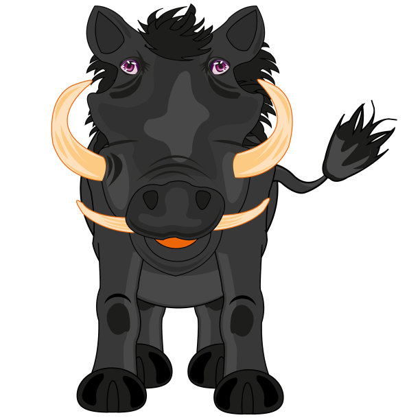 非洲野生有蹄类动物疣猪卡通图片下载