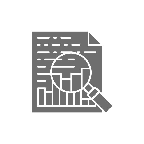 图表和图形，文件与统计和放大镜灰色图标。图片下载