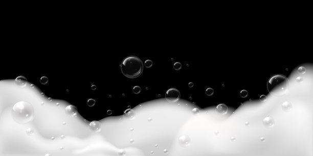肥皂泡沫。白色气泡飞溅，沐浴或洗衣海报模板，洗发水或沐浴露背景，清洁起泡闪亮洗涤清洁剂。矢量现实的3d孤立的插图图片下载