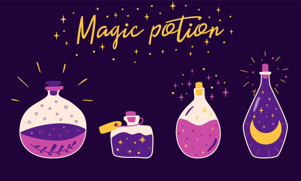 魔法药水瓶紫罗兰瓶坛子设置图片下载