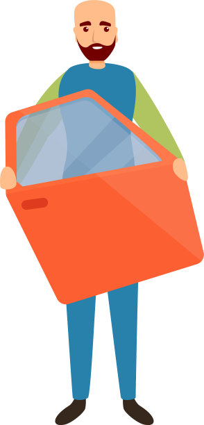 汽车机械师汽车门图标卡通风格图片下载