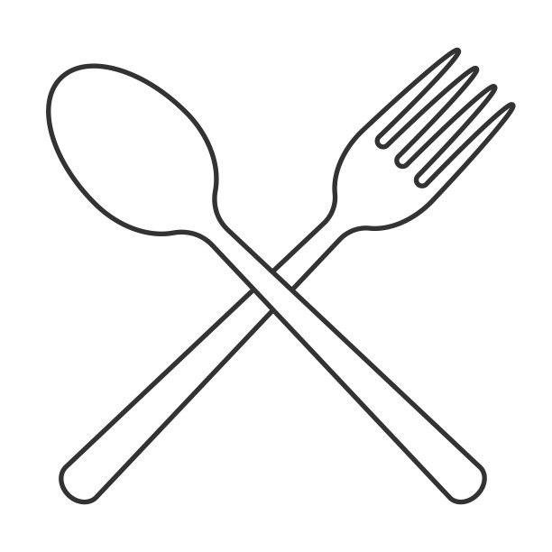 叉和勺子交叉图标标志。平面形状的餐厅或咖啡馆的场所标志。用具。厨房和餐厅菜单按钮符号。矢量剪影插图图像。图片下载