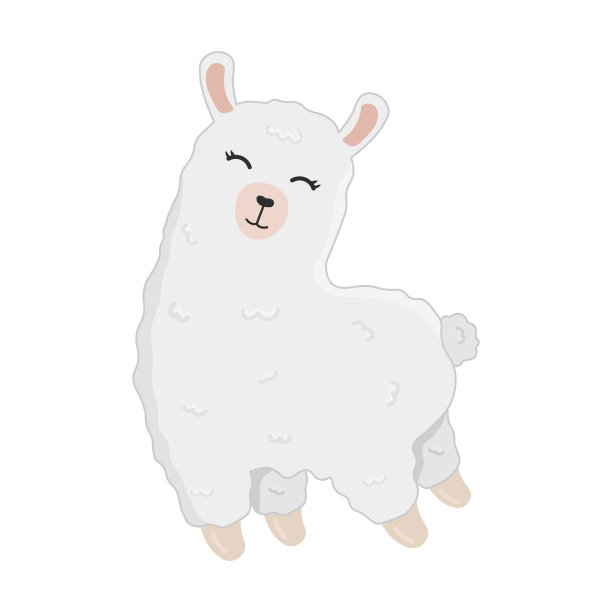 插图可爱的卡通羊驼孤立在白色的背景。印刷t恤，海报，贺卡，贴纸，设计和更多。卡通骆驼图片下载