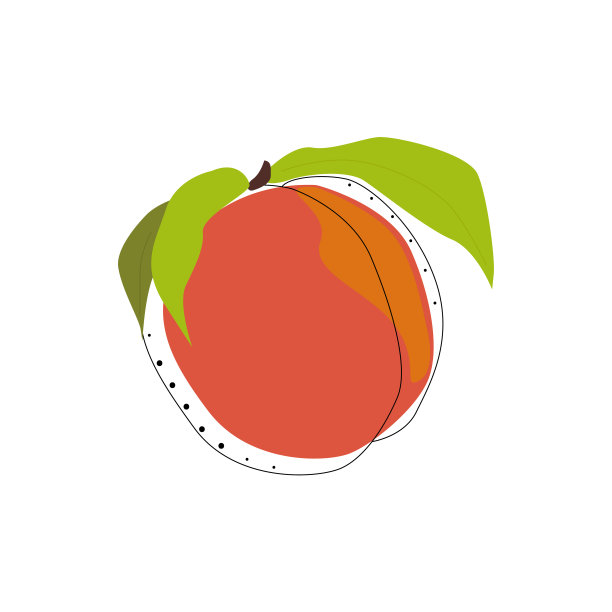 桃孤立矢量图。平的乡村设计。夏天的元素。图片下载