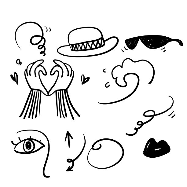 手绘涂鸦元素收集插图图标孤立图片下载