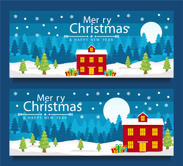 圣诞快乐，新年快乐横幅模板图片下载