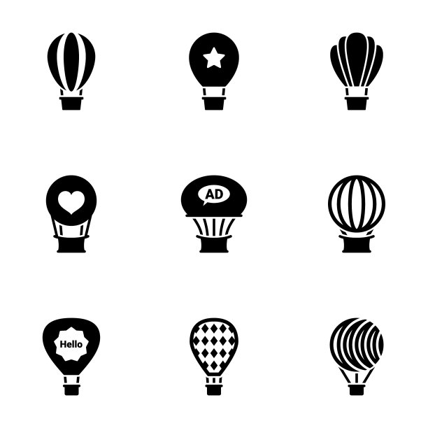 在主题气球上设置黑色图标图片下载