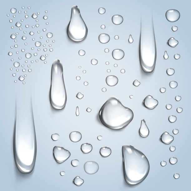 在柔和的蓝色背景上的水滴图片下载