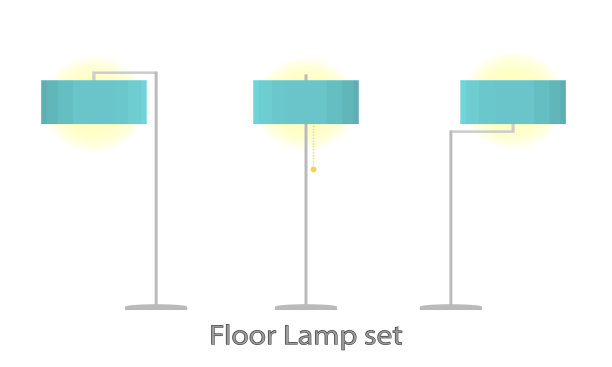钢支架上的绿色落地灯。一种用于卧室、起居室或办公桌的现代灯。平面向量插图图片下载