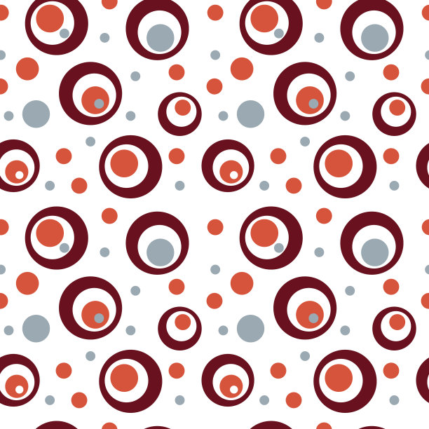 具有不同大小和颜色的圆和空心圆的抽象几何无缝图案。简单多彩的抽象背景。设计印刷，织物，纺织品，家具，包装图片下载