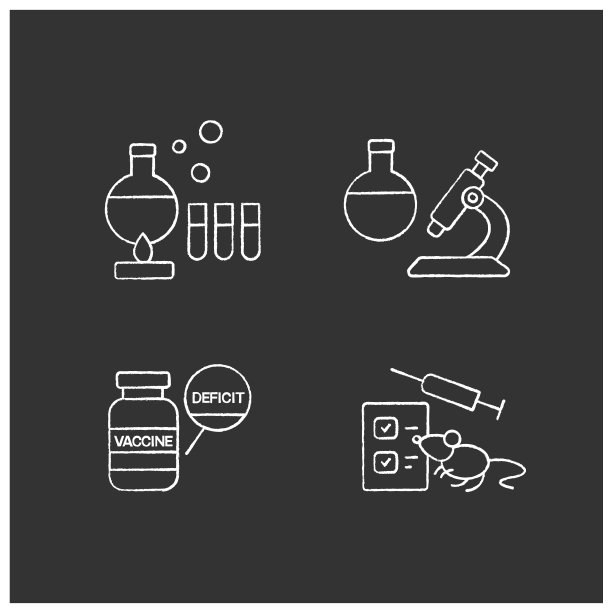 冠状病毒疫苗的粉笔图标设置图片下载