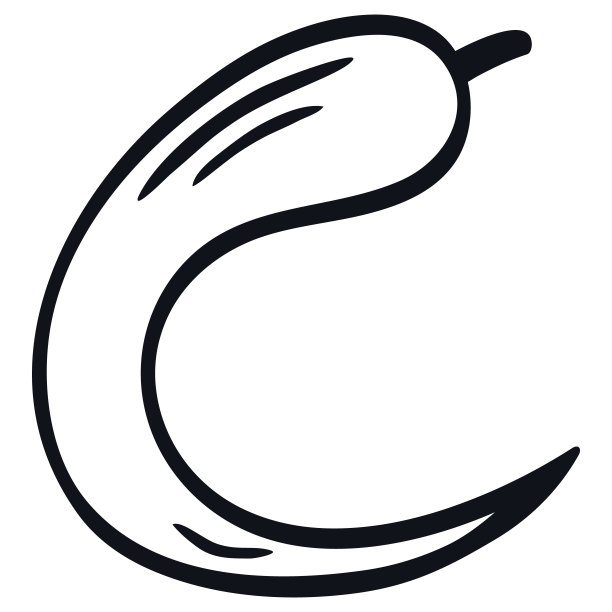 辣椒图标。黑白插图。字母表中的字母C。设计元素的包装，盘子，眼镜，网站，标志，标志，商店图片下载