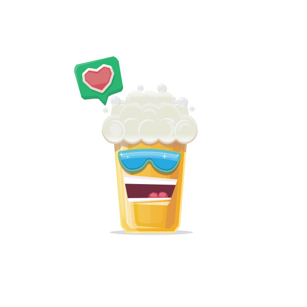 卡通时髦的啤酒杯人物与图片下载