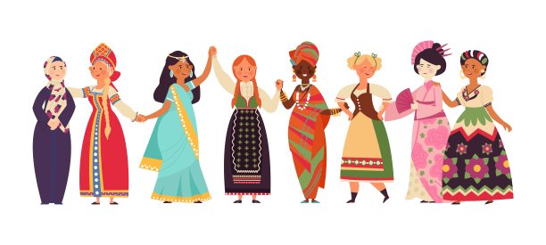 不同的女性在一起。黑人女性，多元女孩赋权。女性社区、姐妹情谊、女权主义或朋友支持体面的向量概念图片下载